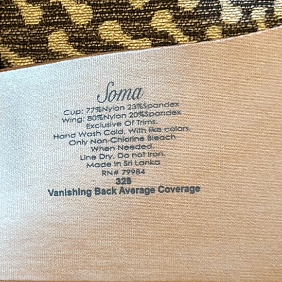 Soma Vanishing Back 32B racer back bra- NWOT - Picture 4 of 4